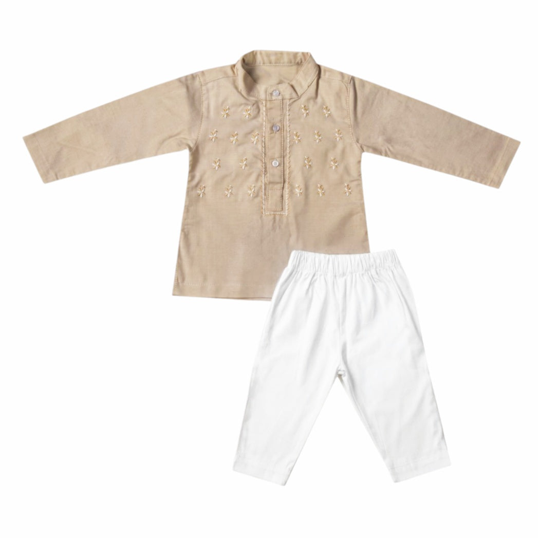Boy's Kurtha Set - Light Beige