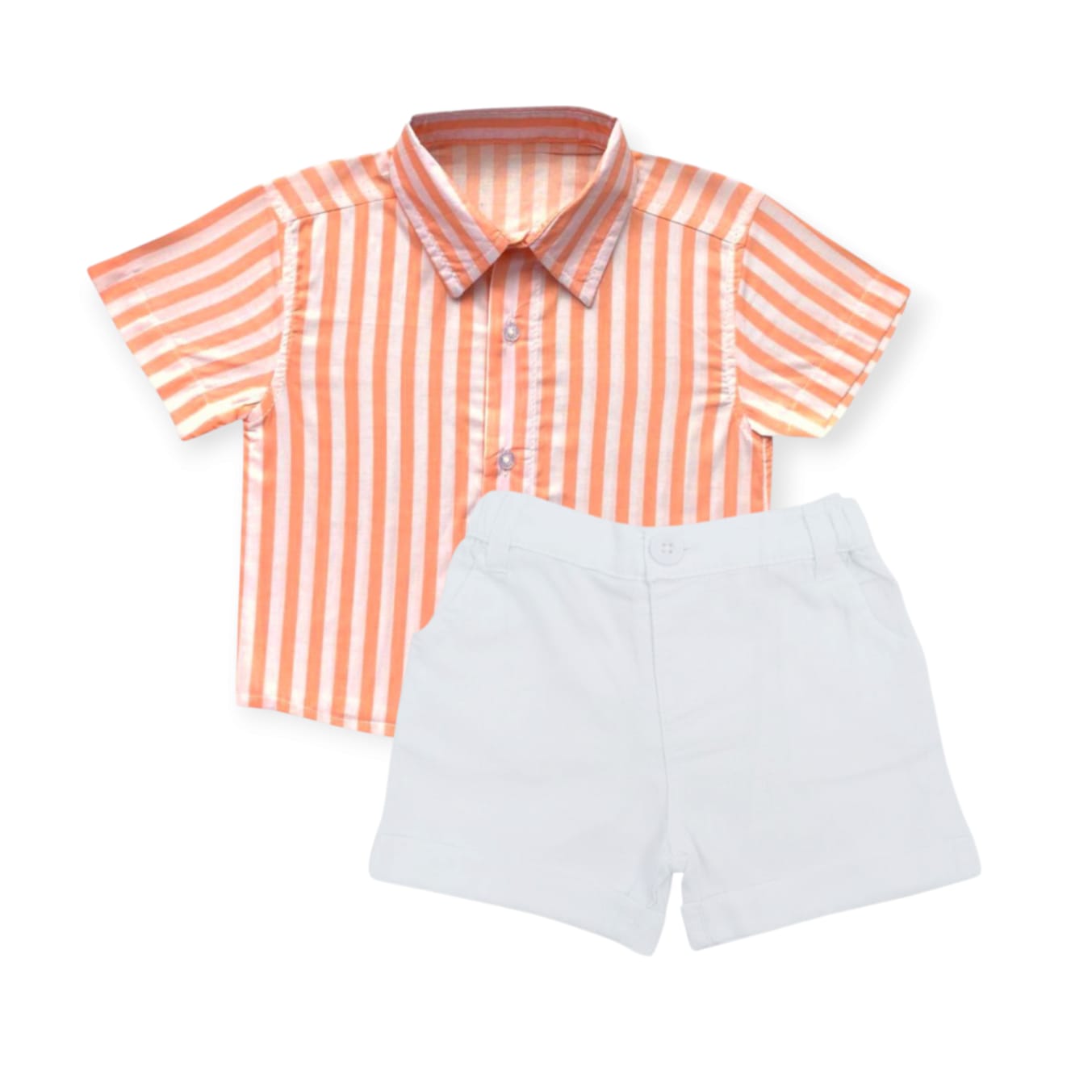 Orange Striped Shirt With White Short