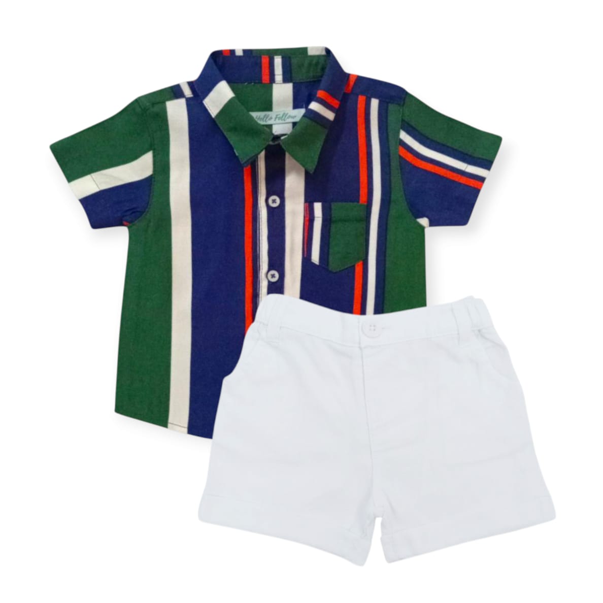 Green Striped Shirt With White Short