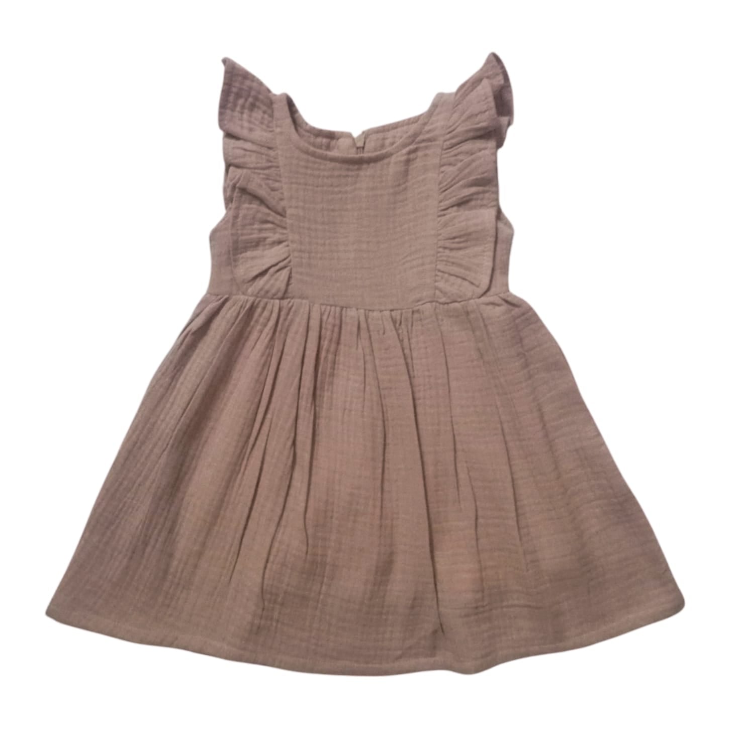 Girl's Frill Dress - Brown