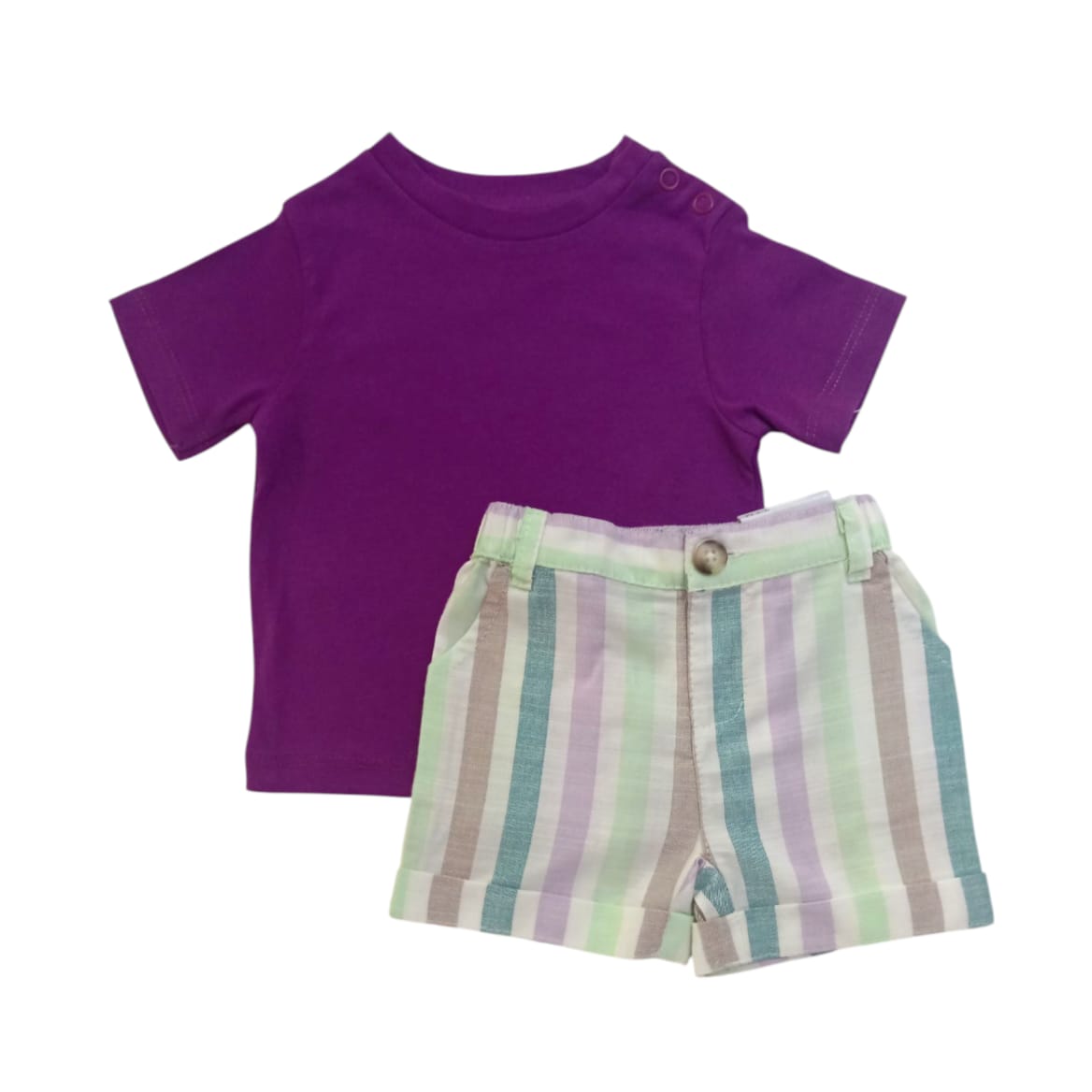 Purple T-Shirt With Striped Short