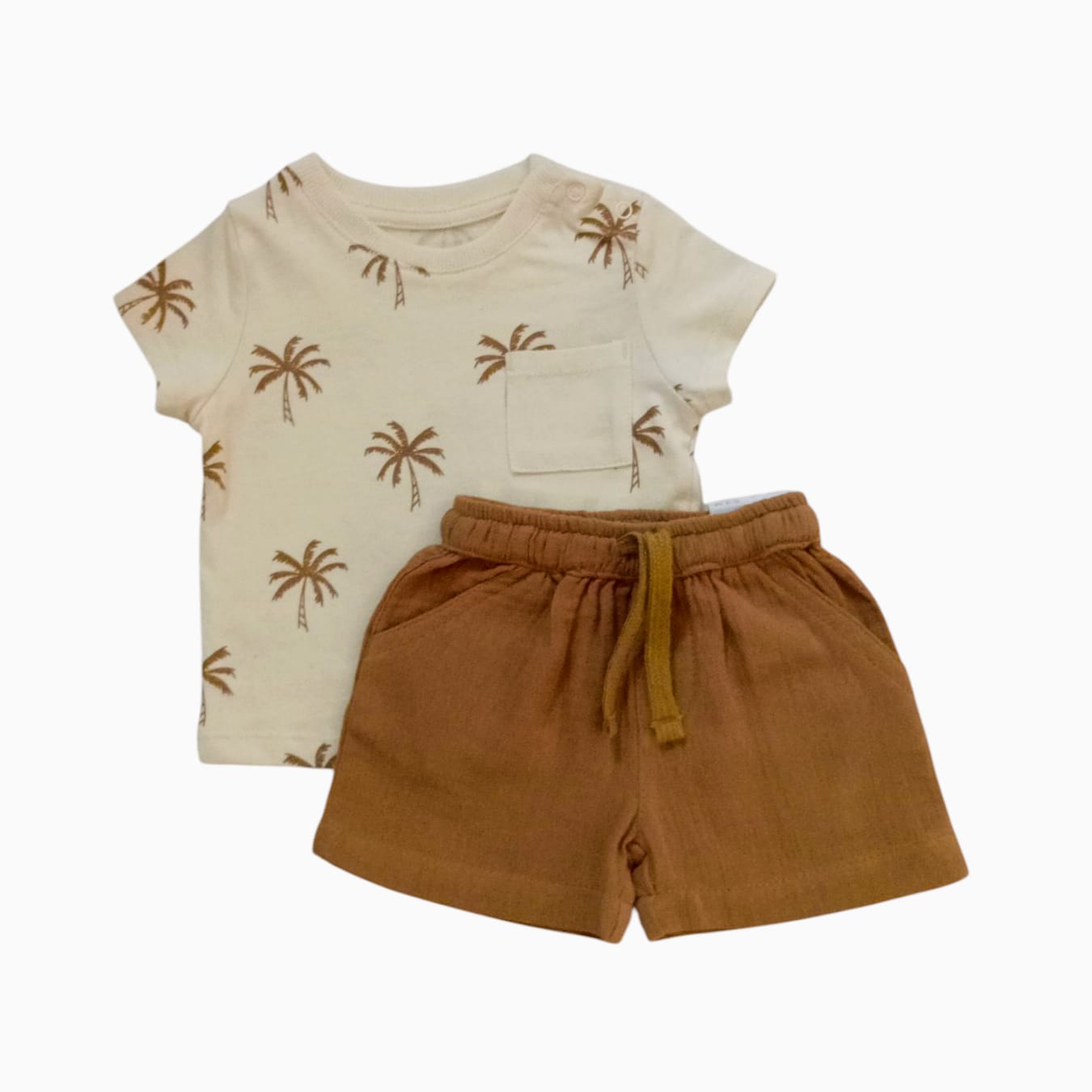 Coconut Tree Printed T-Shirt With Brown Short