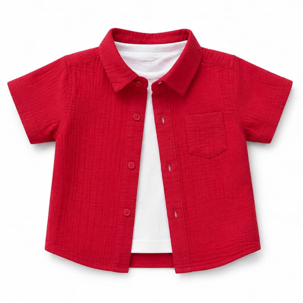 Red Shirt With White T-Shirt