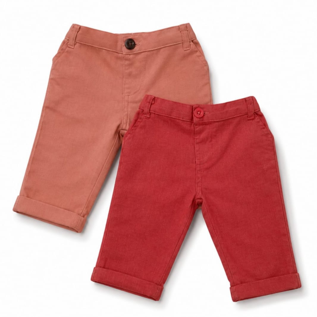 Pant Set - Cherry Red & Peach