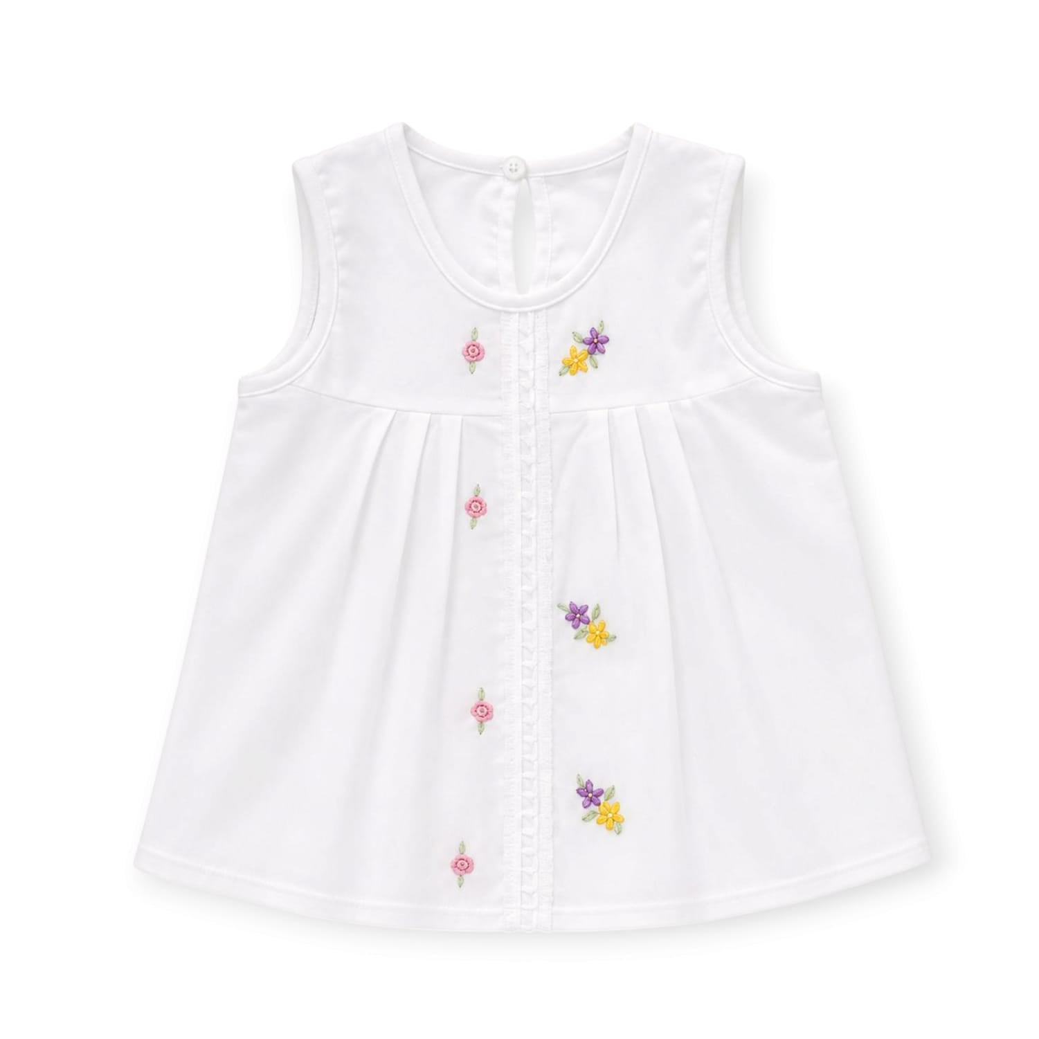 Garden Bloom Sleeveless Dress - White