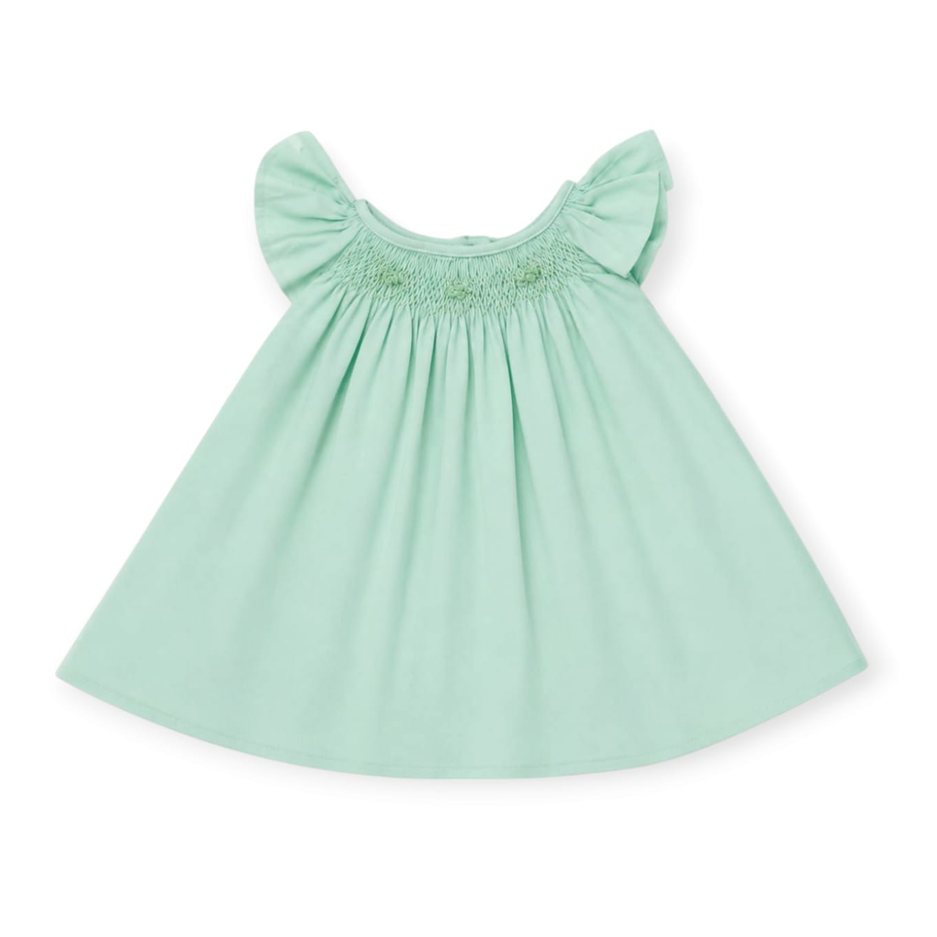 Smocked Flutter Newborn Dress - Green