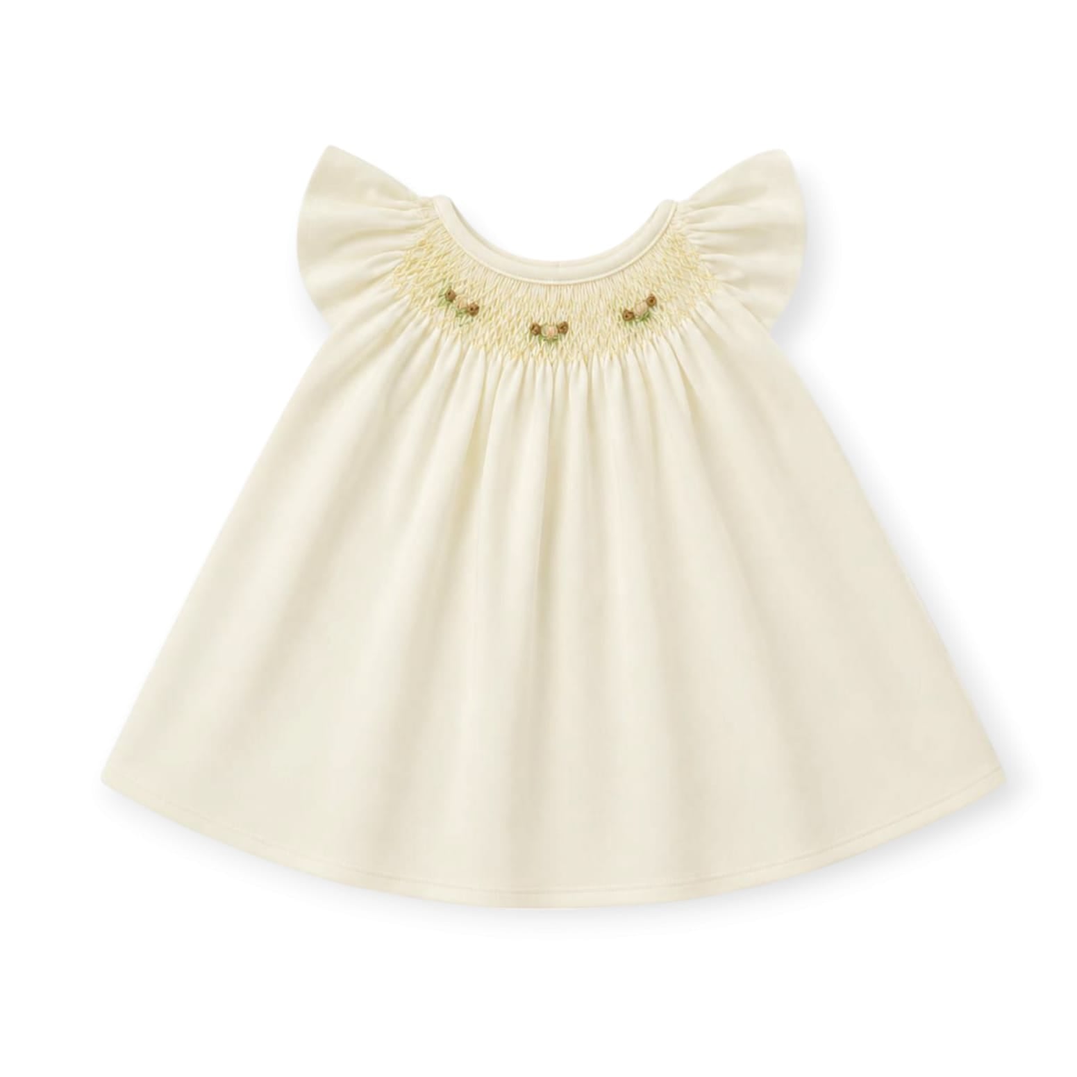 Smocked Flutter Newborn Dress - Yellow