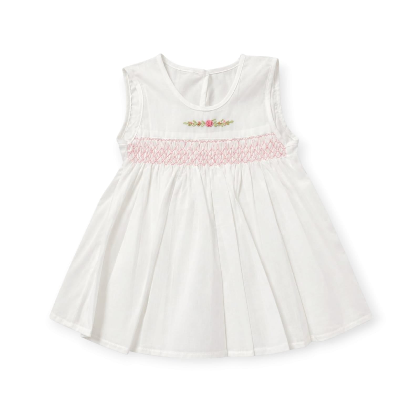 Newborn Smocked Dress - White