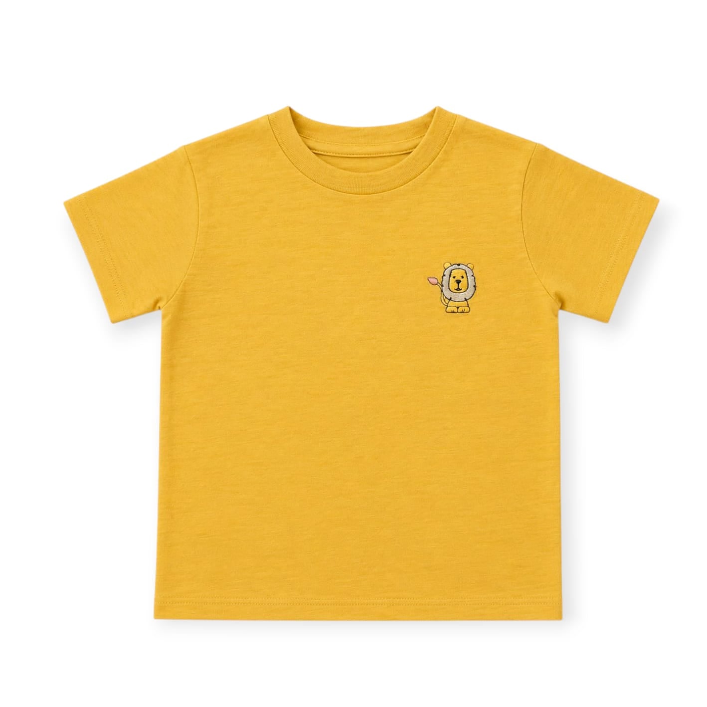 Lion Embroidered T-Shirt - Mustard Yellow