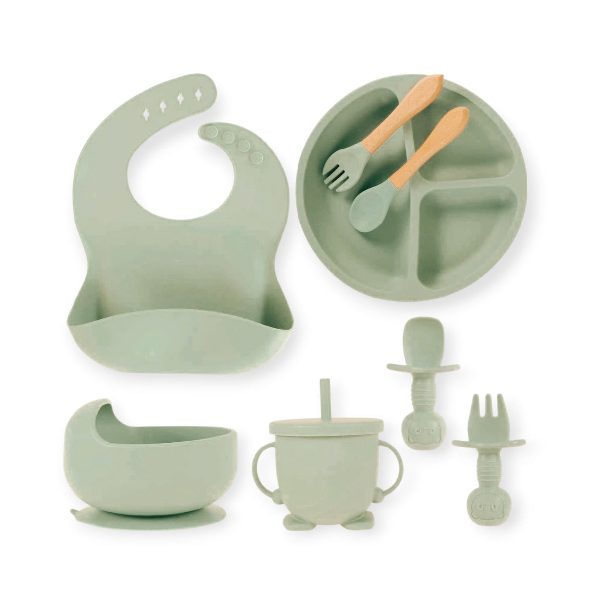 Silicone Baby Catlery Set - Olive Green