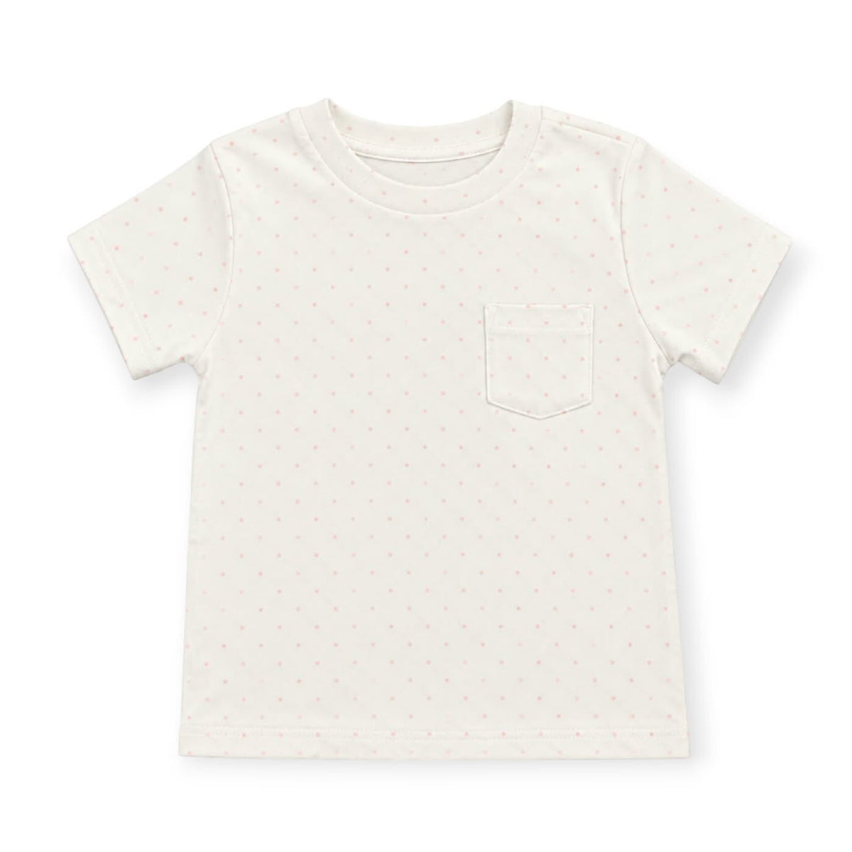 White Pocket T-Shirt with Pink Dots