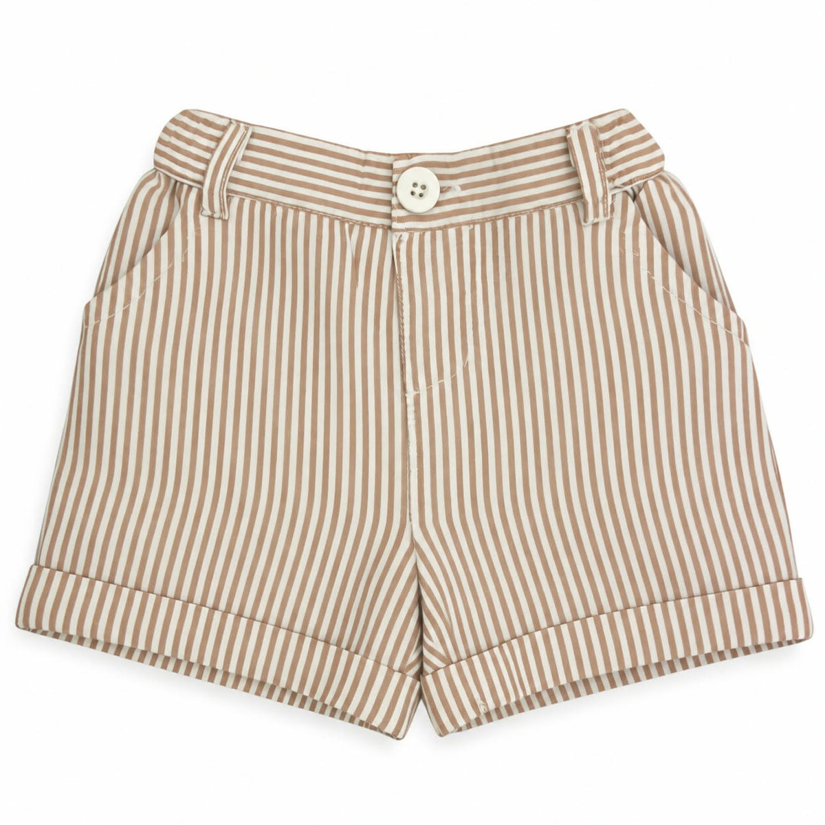 Brown Stripe Linen Short