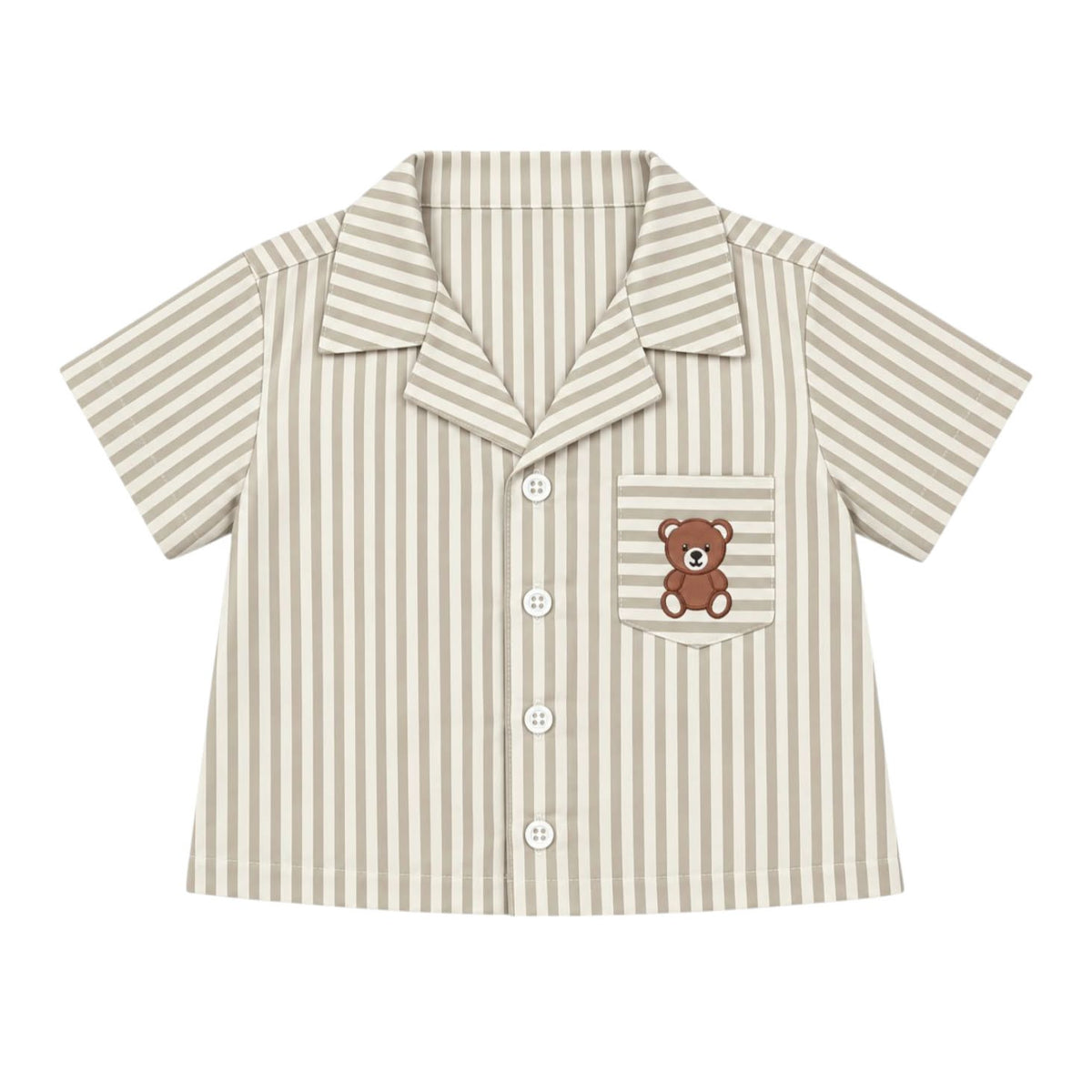 Lapel Collar Shirt - Bear Embroidered