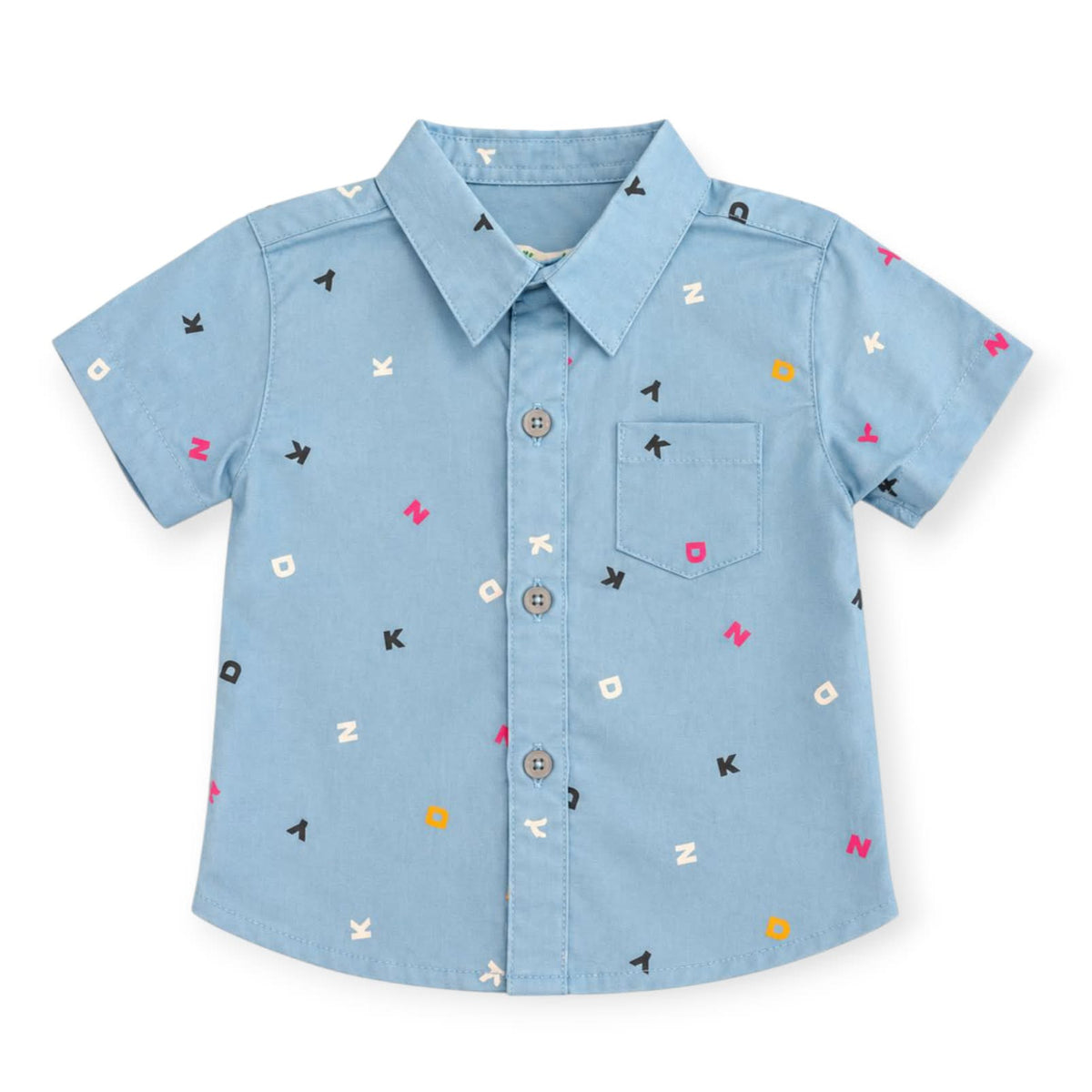 Letter Printed Shirt-Sky Blue