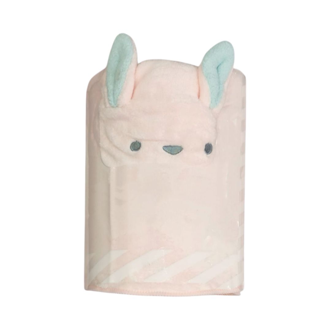 Animal Face Bath Towel - White & Pink