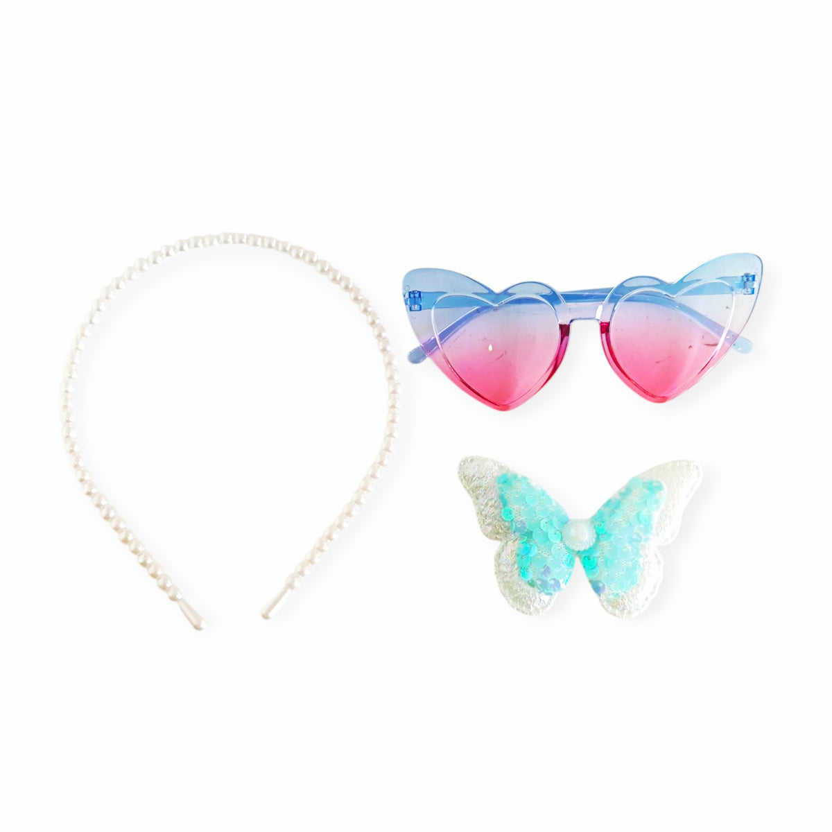 Sunglass With Hair Band Hair Clip - Butterfly