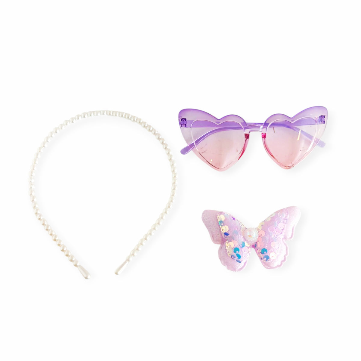 Sunglass With Hair Band Hair Clip - Butterfly