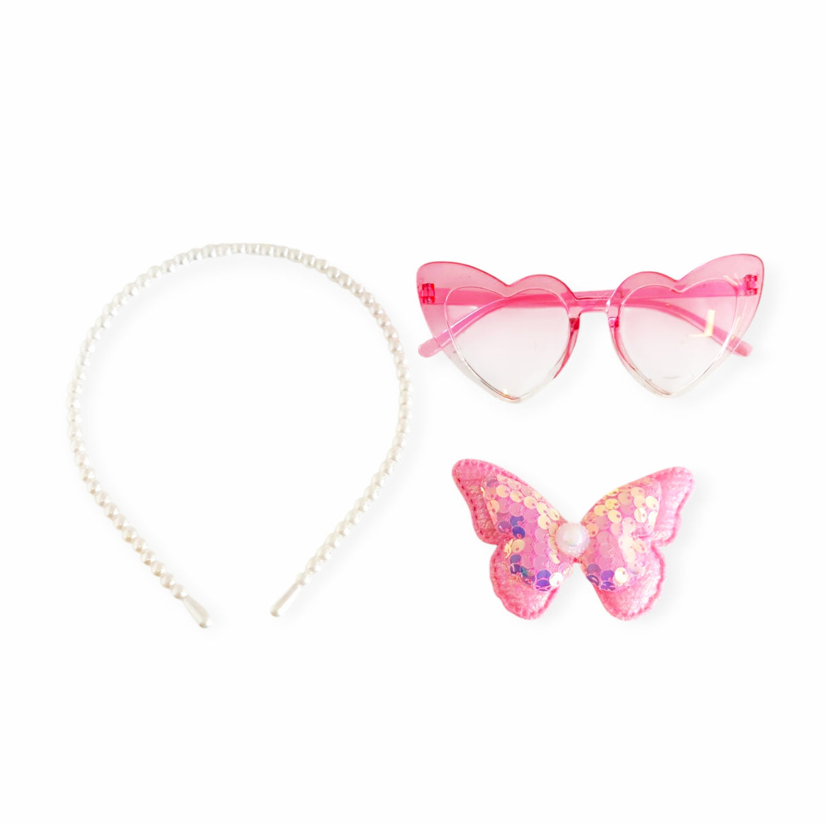 Sunglass With Hair Band Hair Clip - Butterfly