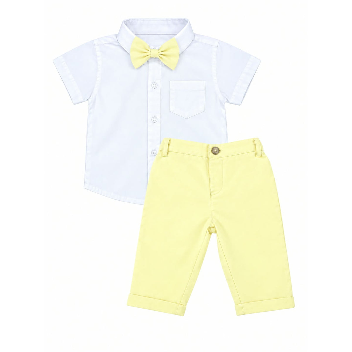 White Shirt & light-Yellow Pant with Bow