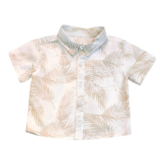 Boy's Collar Shirt - Brown  Leaf Printed