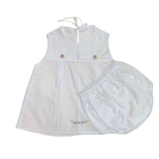 Hand Embroidery Newborn Baby Shirt - White Set