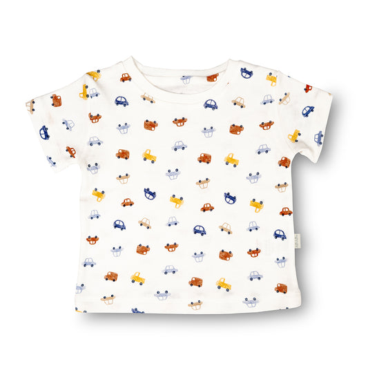 White Printed Cotton T shirt