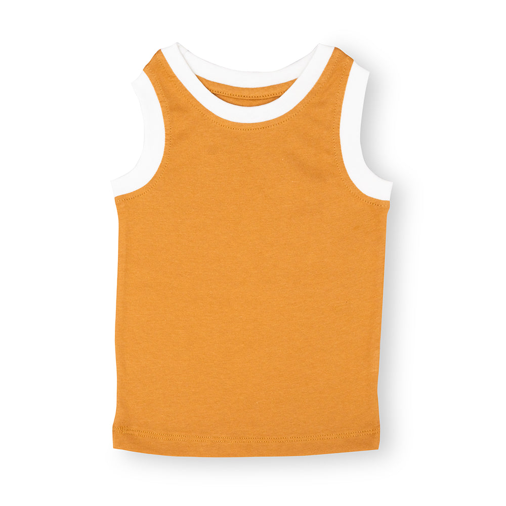 Orange Sleeveless Cotton T shirt