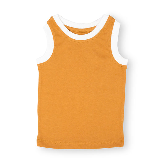 Orange Sleeveless Cotton T shirt