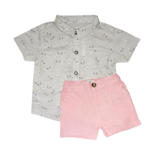 Boy’s Outfit Set - Ash & Pink