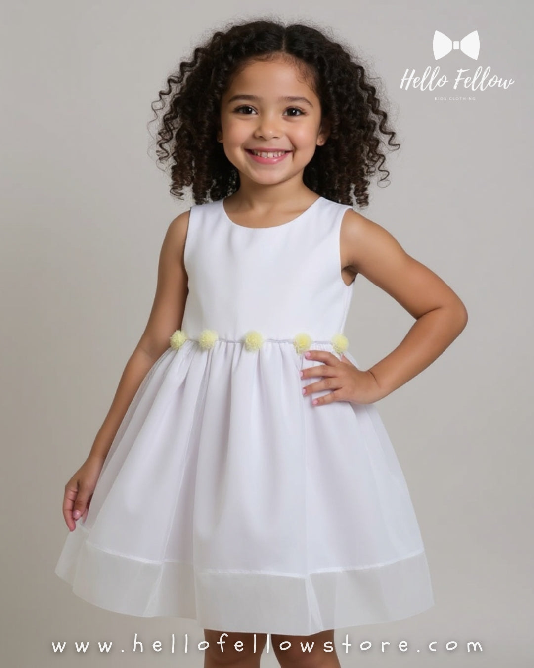 Sunshine Pom Sleeveless Party Dress