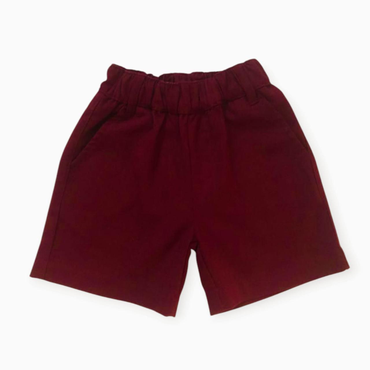 Pocketing  Linen Short - Maroon