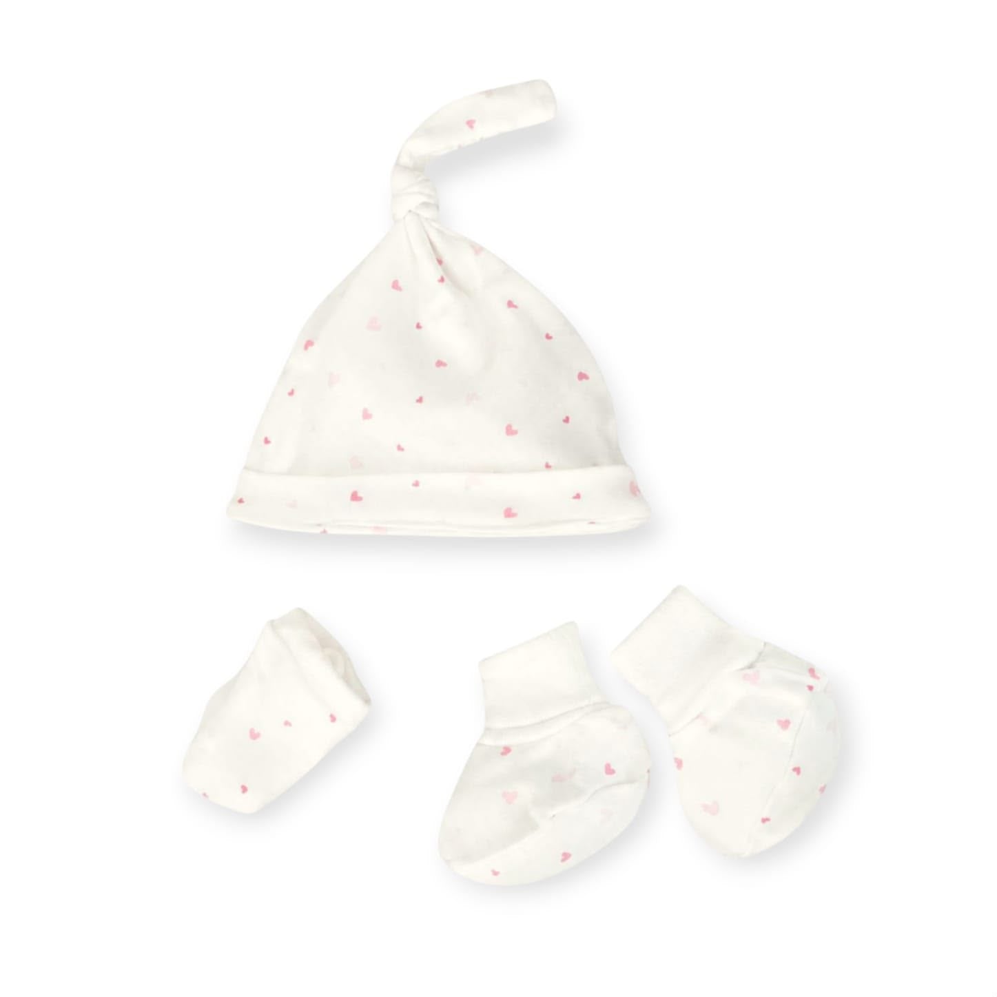 Cap,Mittens,Shoes Set - Pink Heart