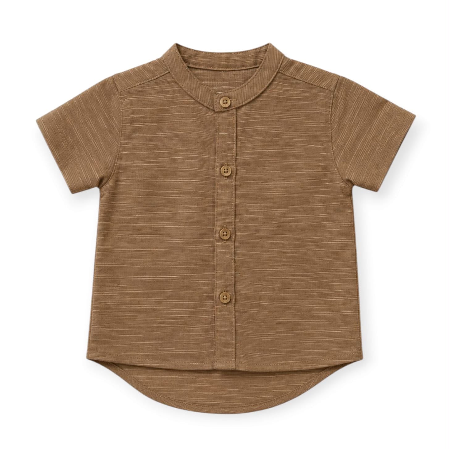 Chinese Collar Shirt - Brown