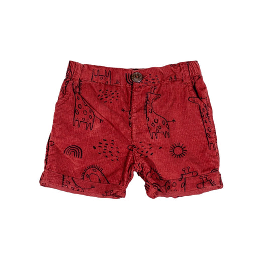 Animal Printed Corduroy Short - Brown