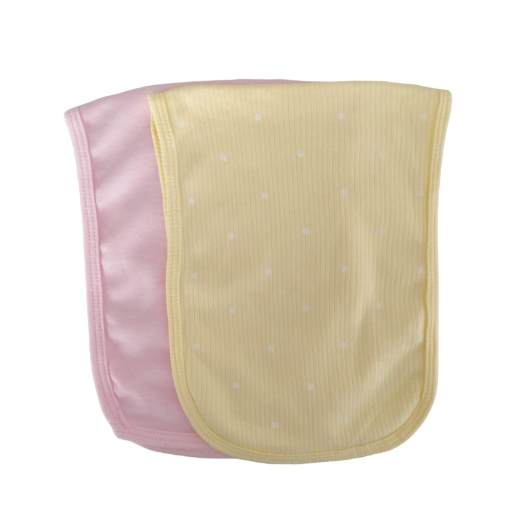 Burp Cloth Set - Pink & Yellow Dotted