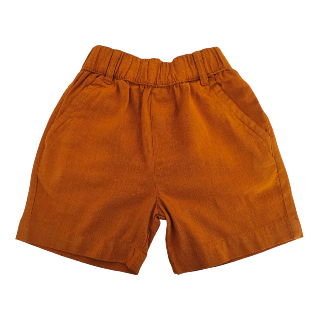 Boy's Linen Short - Copper Brown