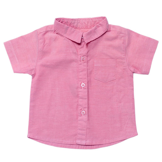 Bubble Gum Pink Collar Short Sleeve Shirt