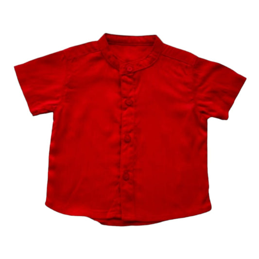 Boy's Chinese Collar Shirt - Red