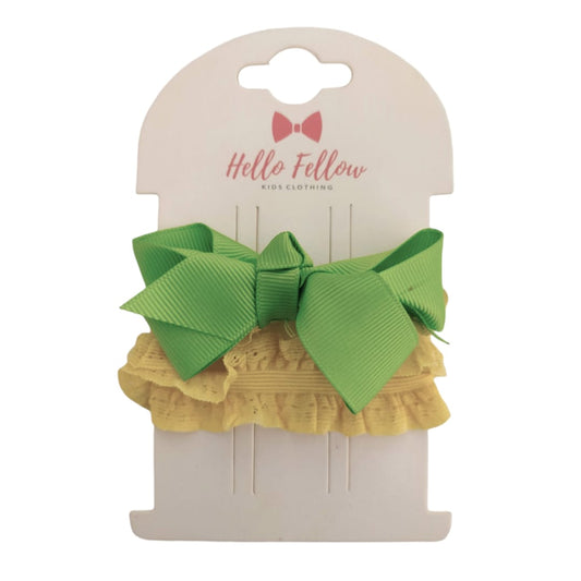 Girl's Hair Band - Green Bow
