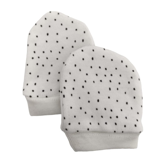 Baby Mittens - White Dotted