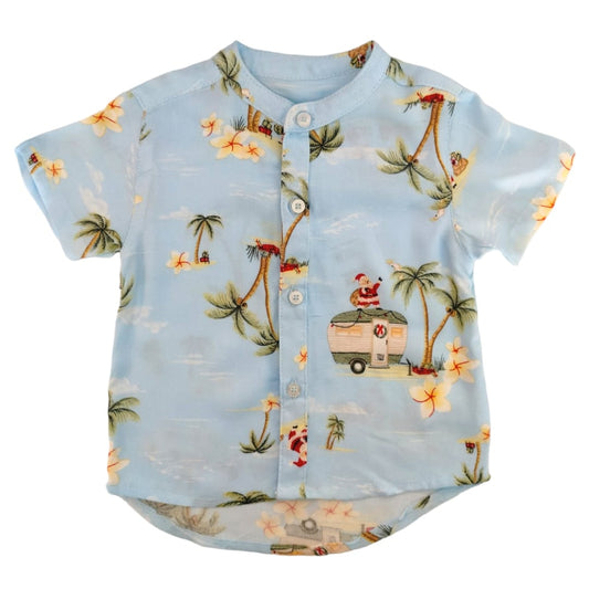 Boy's Chinese Collar Shirt - Christmas Theme
