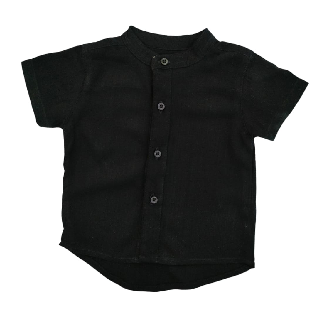 Boy's Chinese Collar Shirt - Black