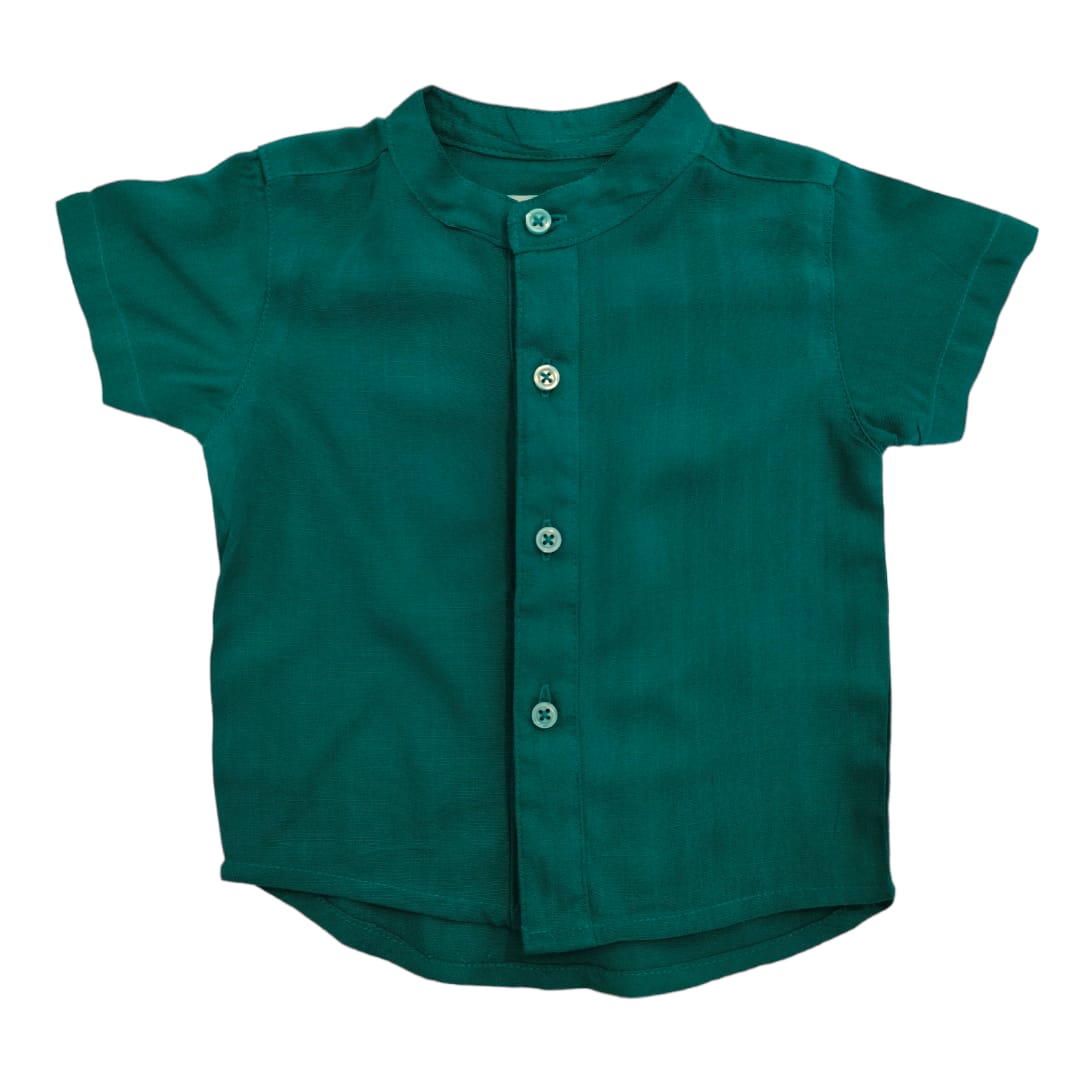 Boy's Chinese Collar Shirt -Green