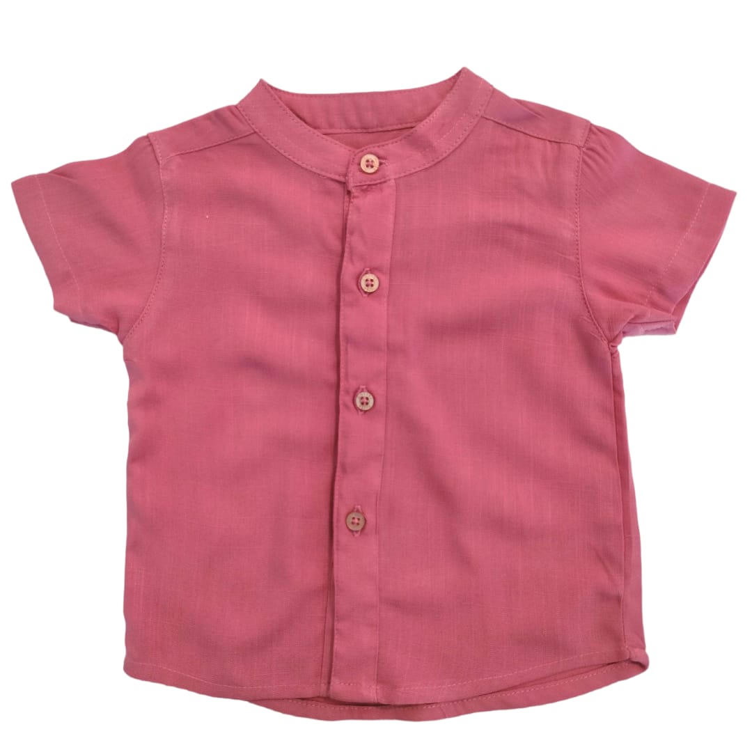 Boy's Chinese Collar Shirt - Pink