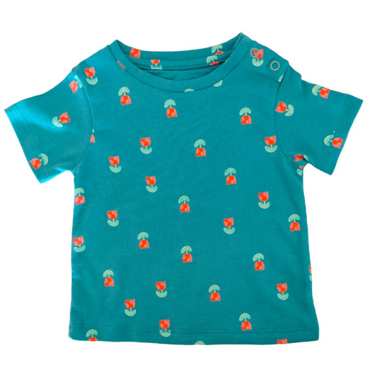 Girl's T Shirt - Blue Flower Printed