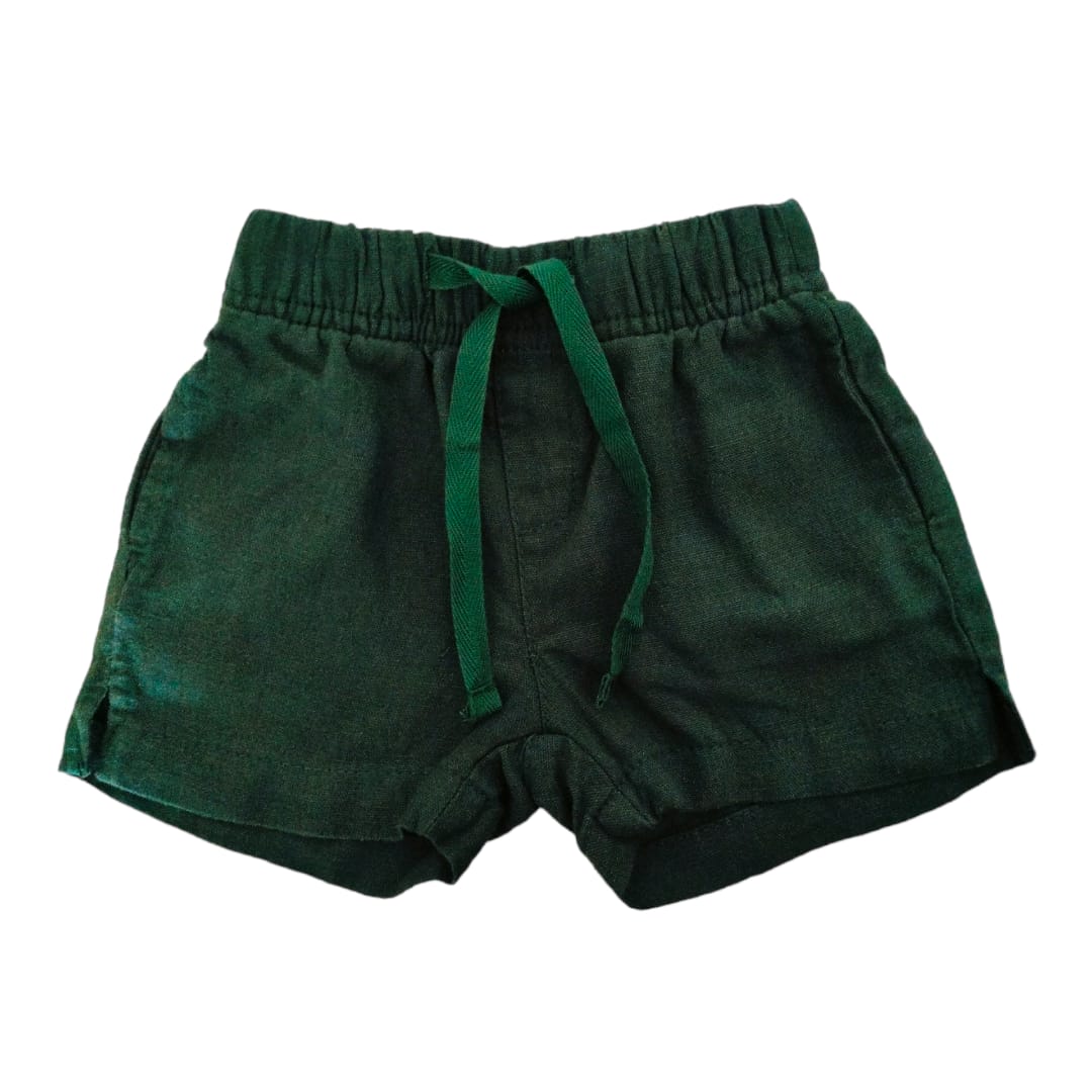 Boy's Linen Short - Dark Green