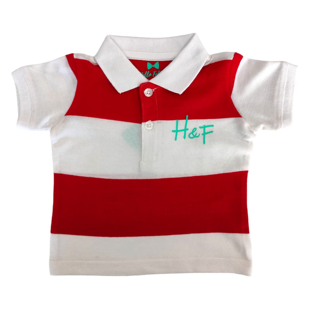 Boy's Collar T Shirt - Red Stripe