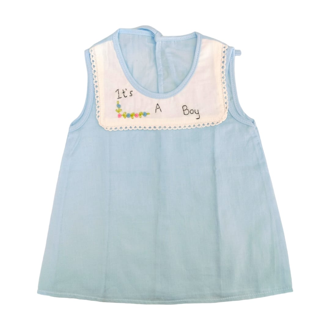 Baby Dress - Blue Embroidered