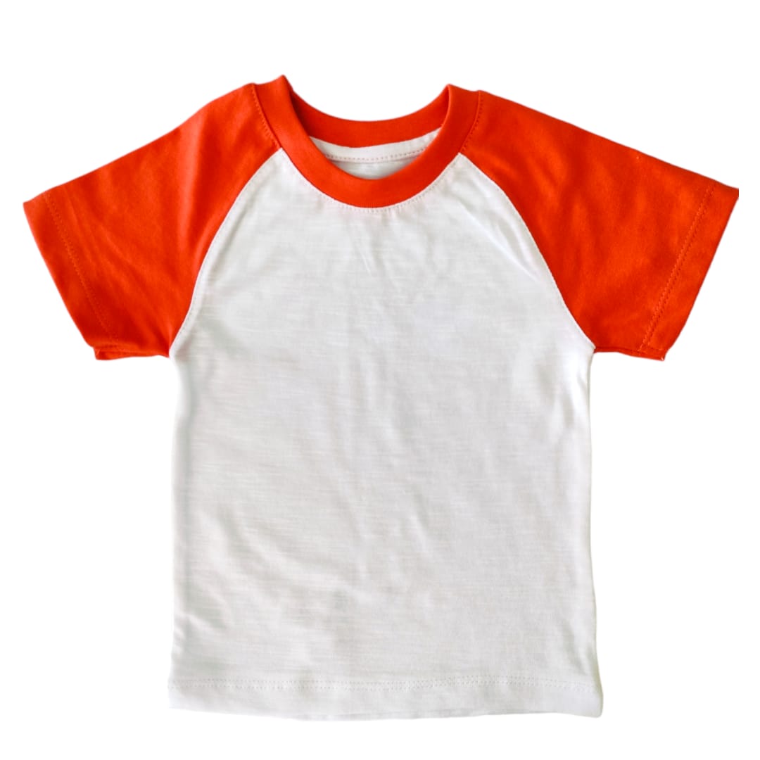 Boy's T Shirt - White and Orange Mixed