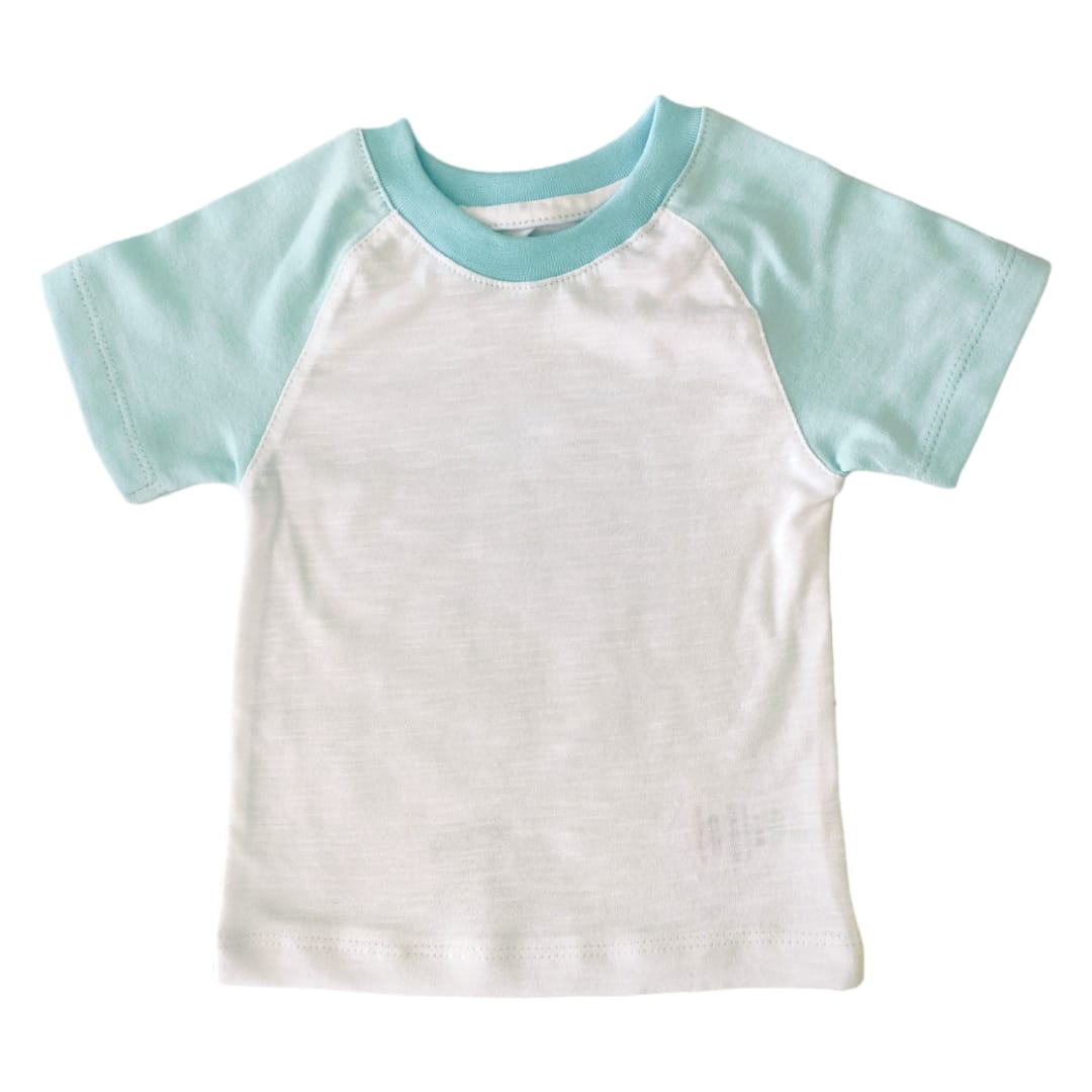 Boy's T Shirt - White and Light Blue Mixed